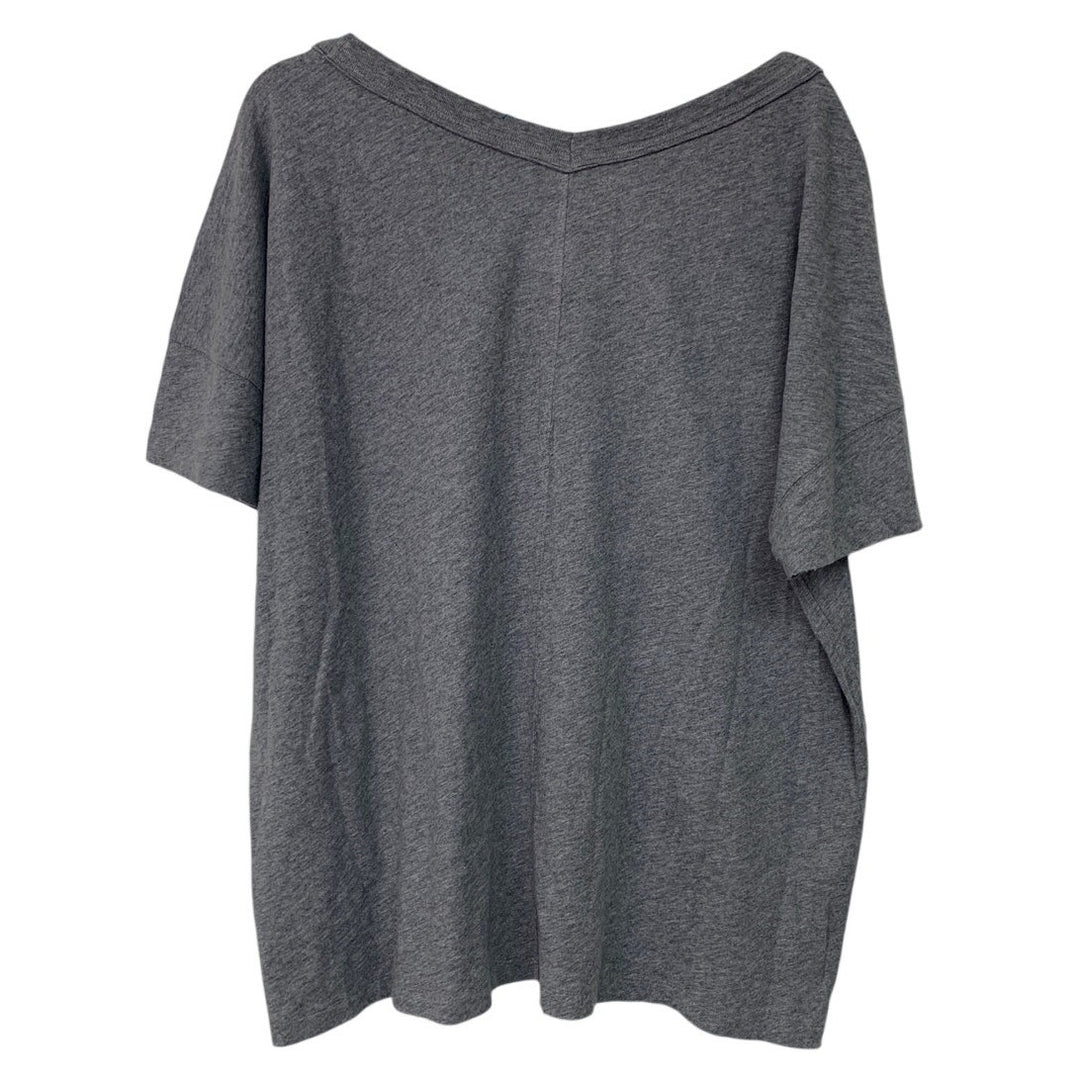 New Upcycled Hand Printed Womens Small Oversized Summer Vibes V- Neck Rugged Tee