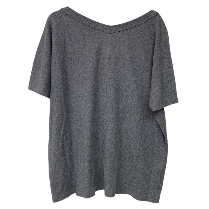 New Upcycled Hand Printed Womens Small Oversized Summer Vibes V- Neck Rugged Tee