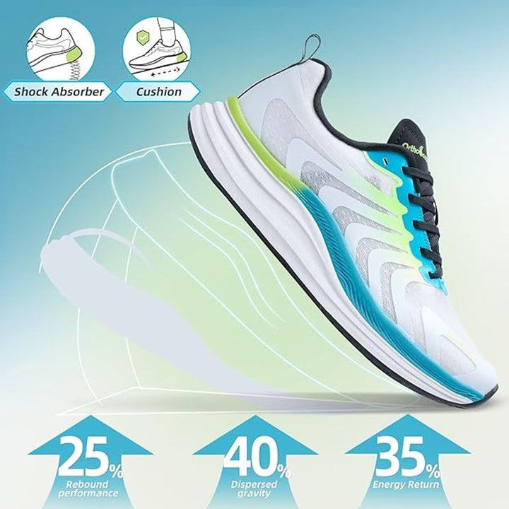 Orthocomfoot Mens Size 8 White Blue Green Arch Support Athletic Shoes