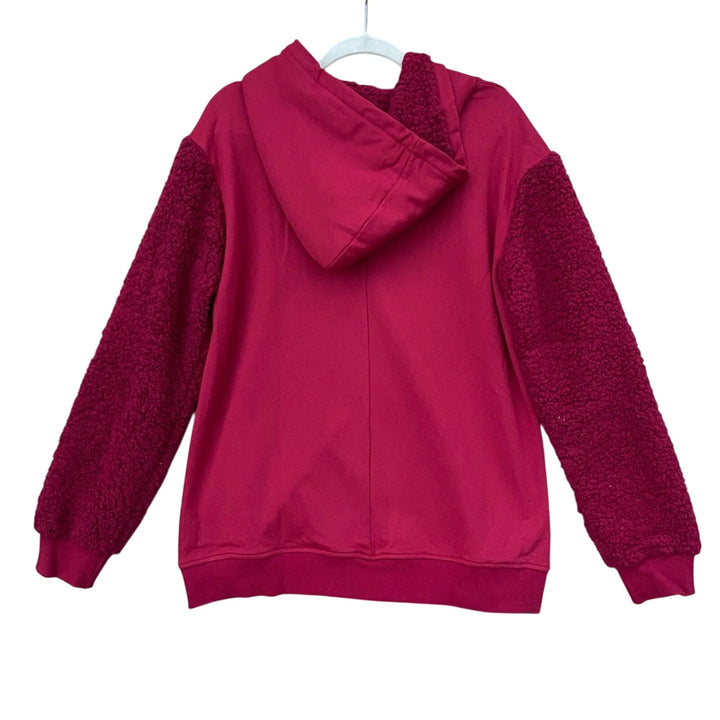 NWT New Mitto Shop Womens Small French Terry Sherpa Sleeve Zip Up Hoodied Jacket