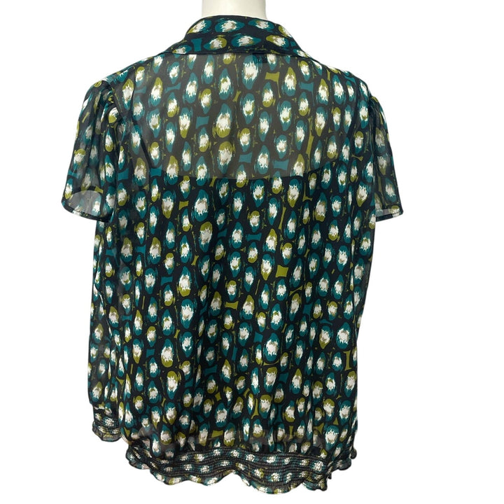 East 5th Woman 1X Double Layer Short Sleeve Sheer Top Over Black Cami Set