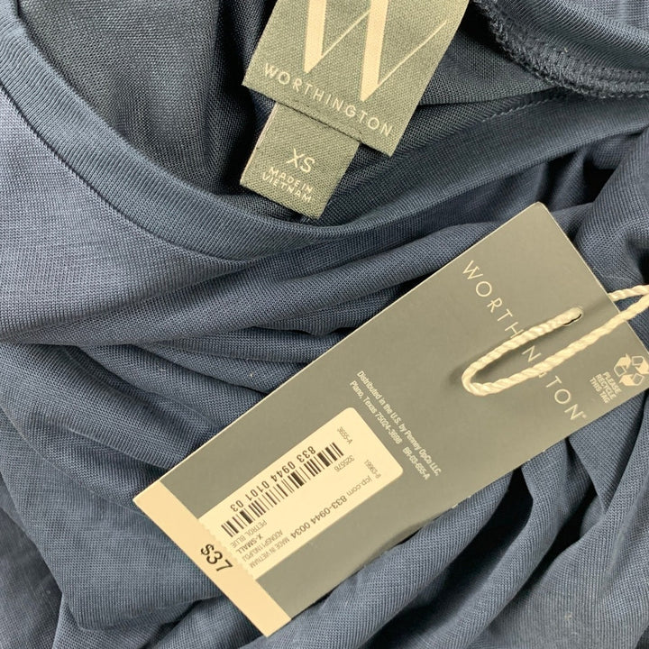 NWT New Worthington Womens XS Petrol Blue Short Sleeve Crew Neck Tee Shirt Top