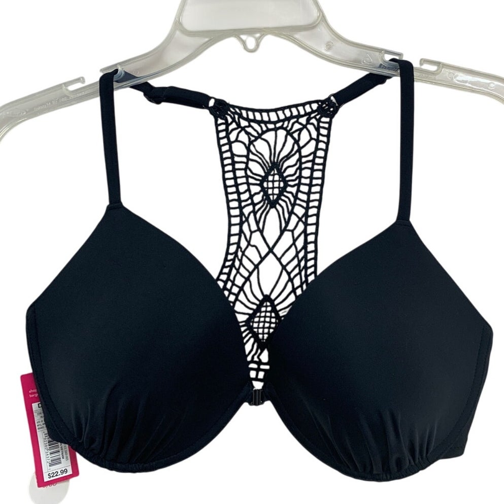 NWT New Xhilaration Womens Size D/DD Black Underwire Lace Back Padded Bra