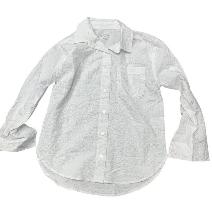 New Art Class Girls Small (6/7) White Long Sleeve 100% Cotton Button Up Shirt