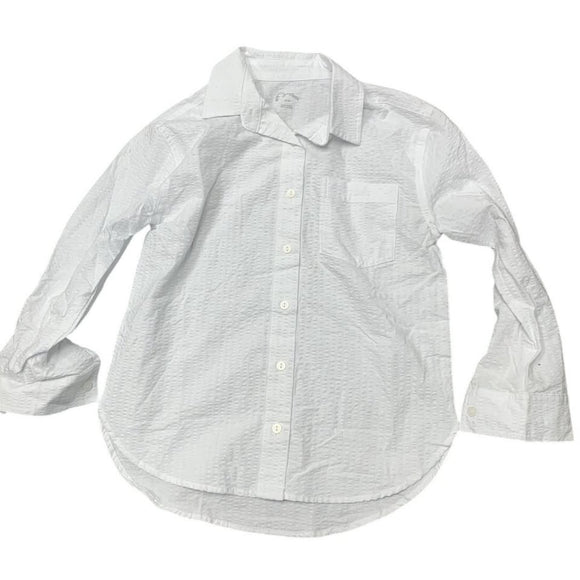 New Art Class Girls Small (6/7) White Long Sleeve 100% Cotton Button Up Shirt