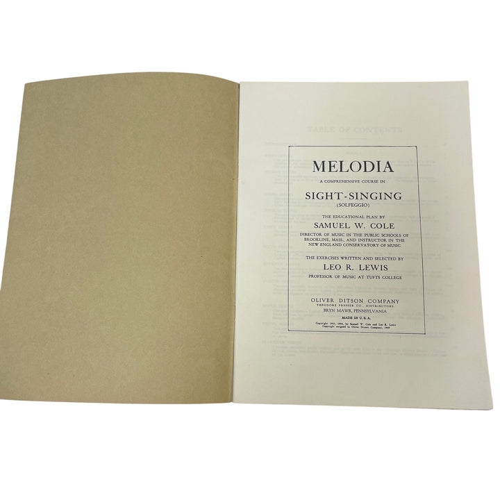 Antique 1909 Melodia A Course in Sight-Singing Solfeggio III Sheet Music Book