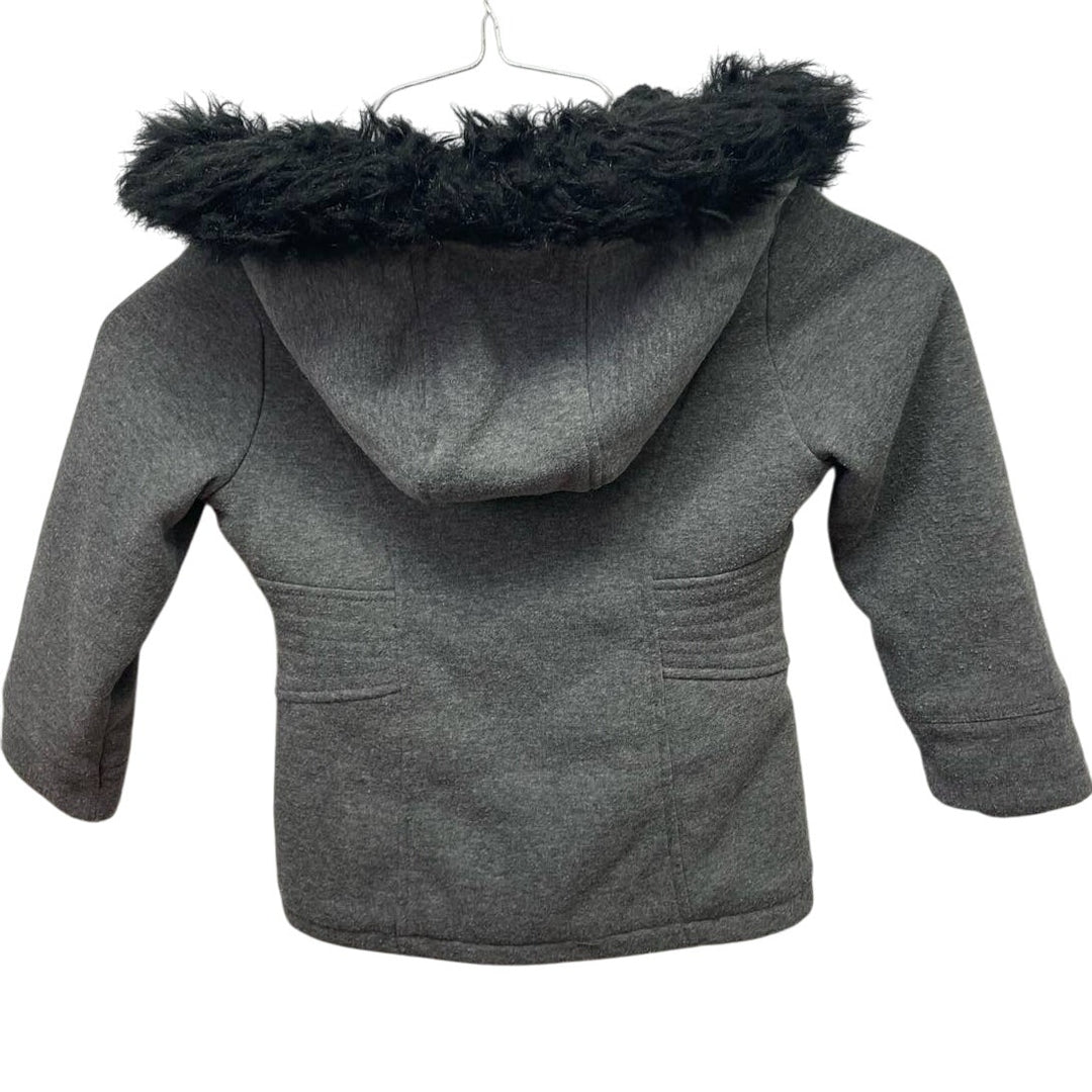 Limited Too Girls 5/6 Wool Blend Faux Fur Full Zip Hooded Long Sleeve Coat
