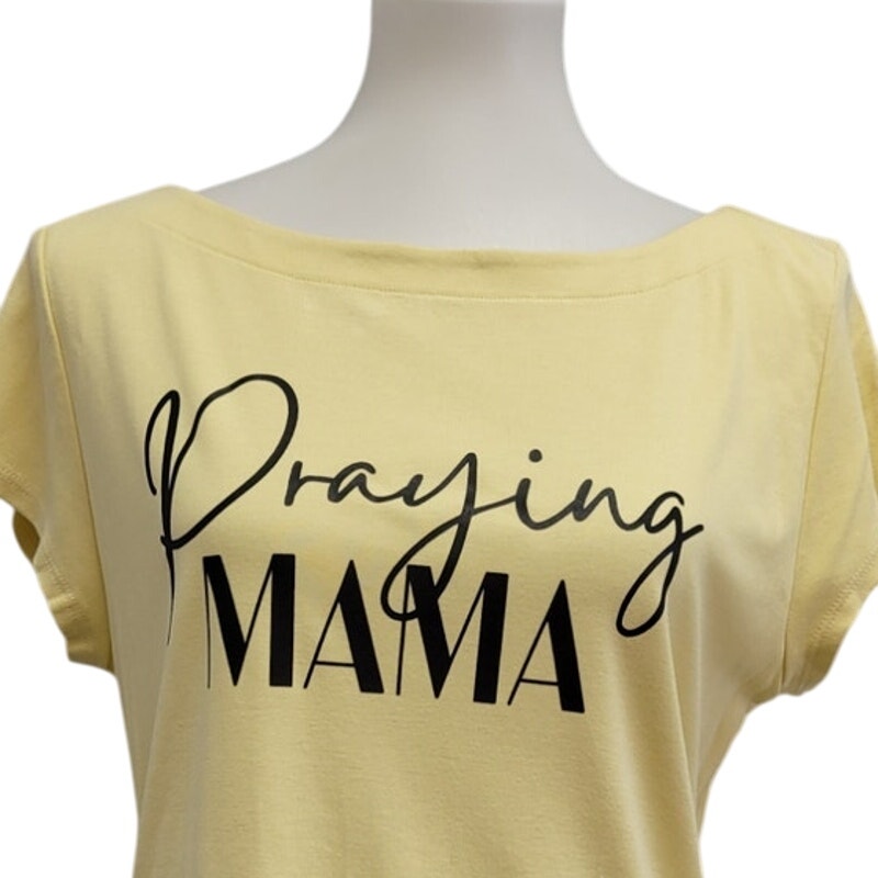 Hand Printed Upcycled Womens XL Praying Mama Short Sleeve Tee Shirt
