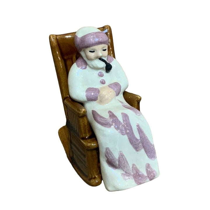 Vintage Santa Old Man w Pipe Porcelain Rocking Chair Salt Pepper Shakers