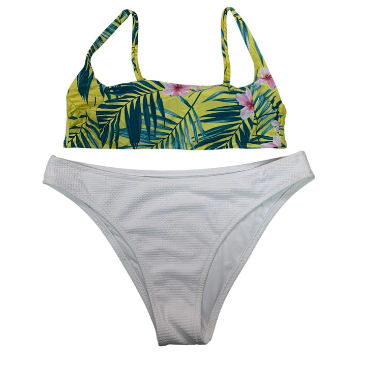 New Kona Sol Shade &amp; Shore Womens Large Tropical 2PC Bikini Swim Suit Swimsuit