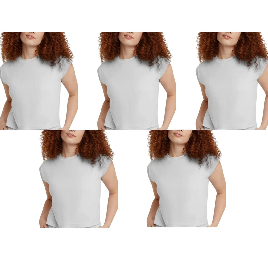 New 5-Pack Hanes Women XXL Original White Ringspun Cotton Cap Sleeve Muscle Tees