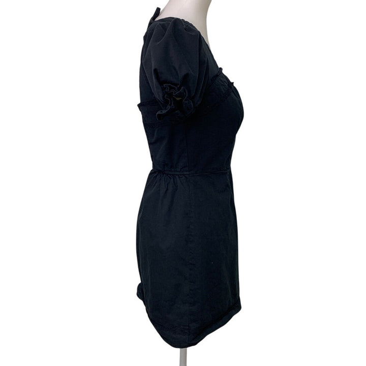 New And Now This Juniors Small Cotton Blend Fit Flare Black Knee Length Dress
