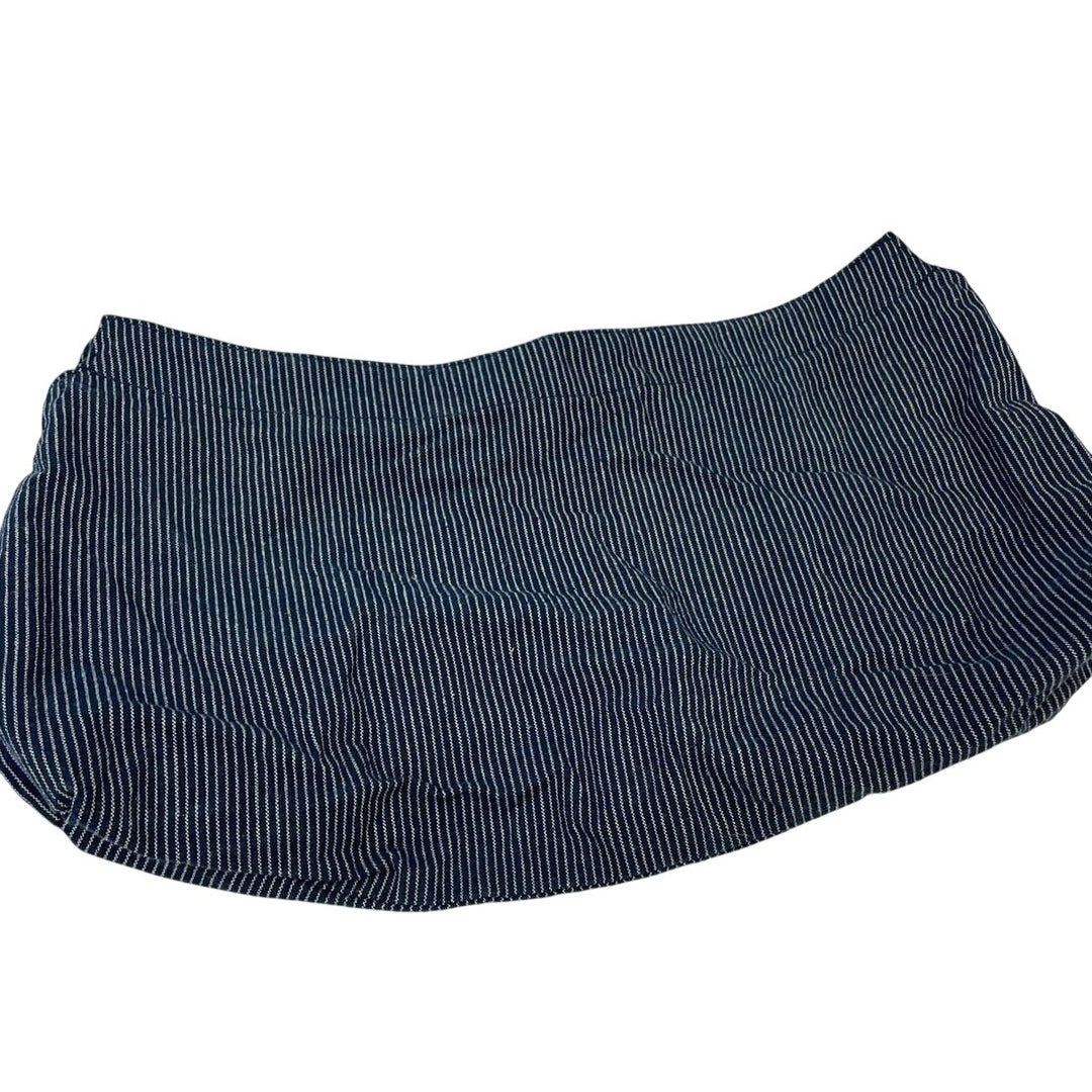 Thirty One Gifts 100% Cotton Navy Blue White Pin Stripe Hook &amp; Eye Purse Skirt