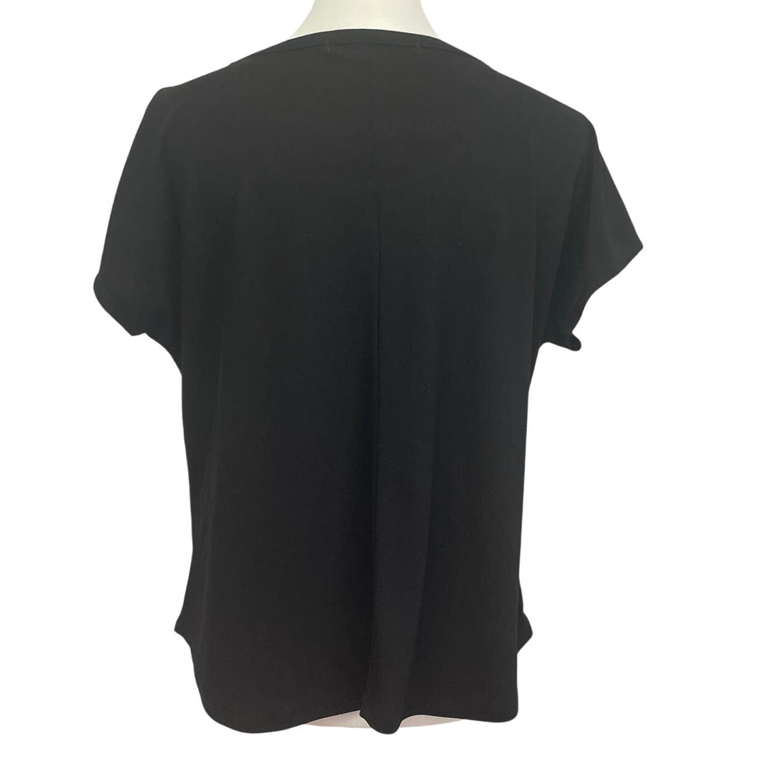 Cute Rhinestone Detail Womens Medium Stretchy Short Sleeve Basic Blouse Top