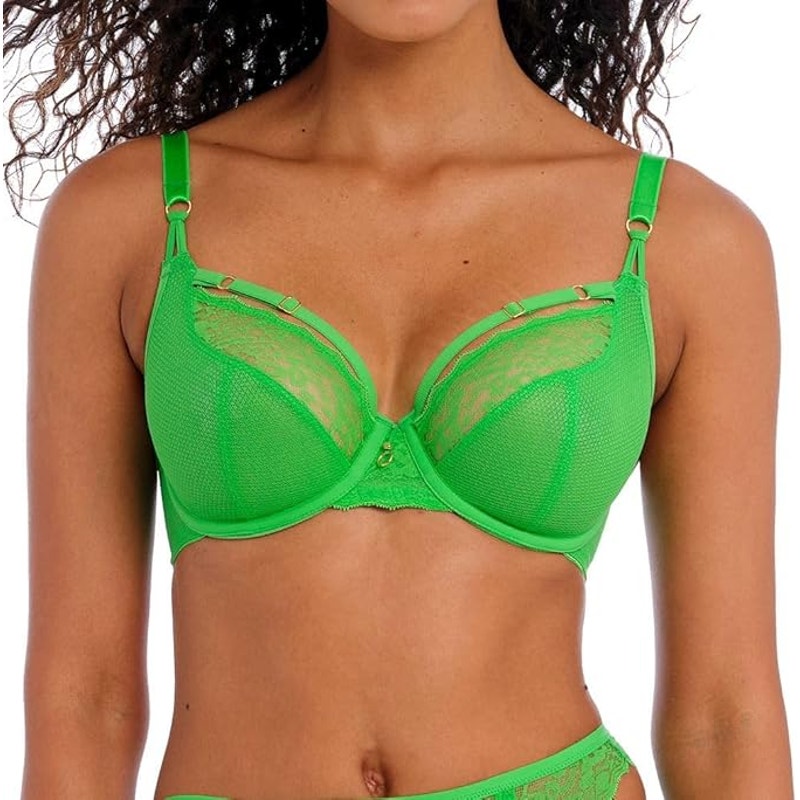 NWT New Freya Womens 38G Poison Green Temptress Unlined Underwire Plunge Bra