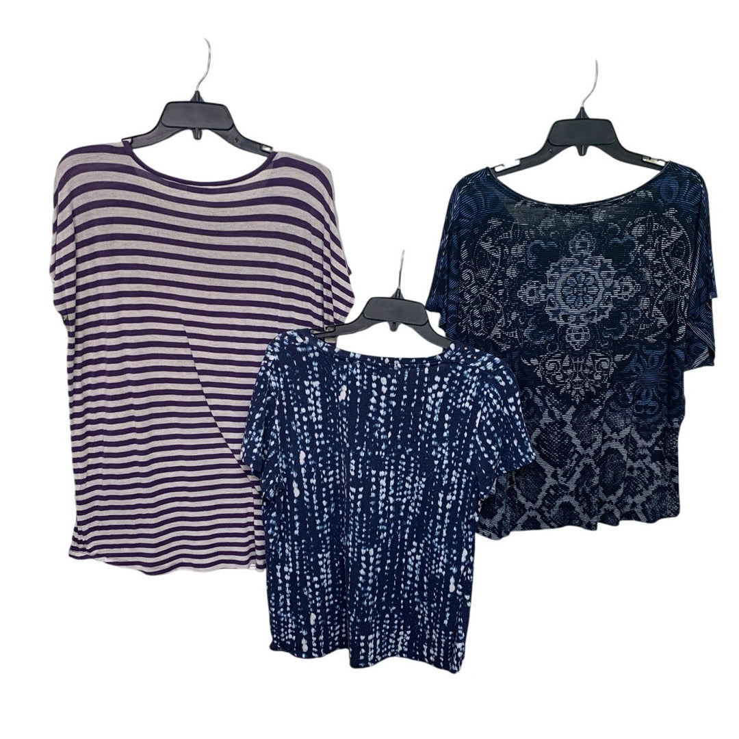 Lot of 3 Rafaella New York &amp; Co BLEU Womens Large Rhinestone Tee Shirts