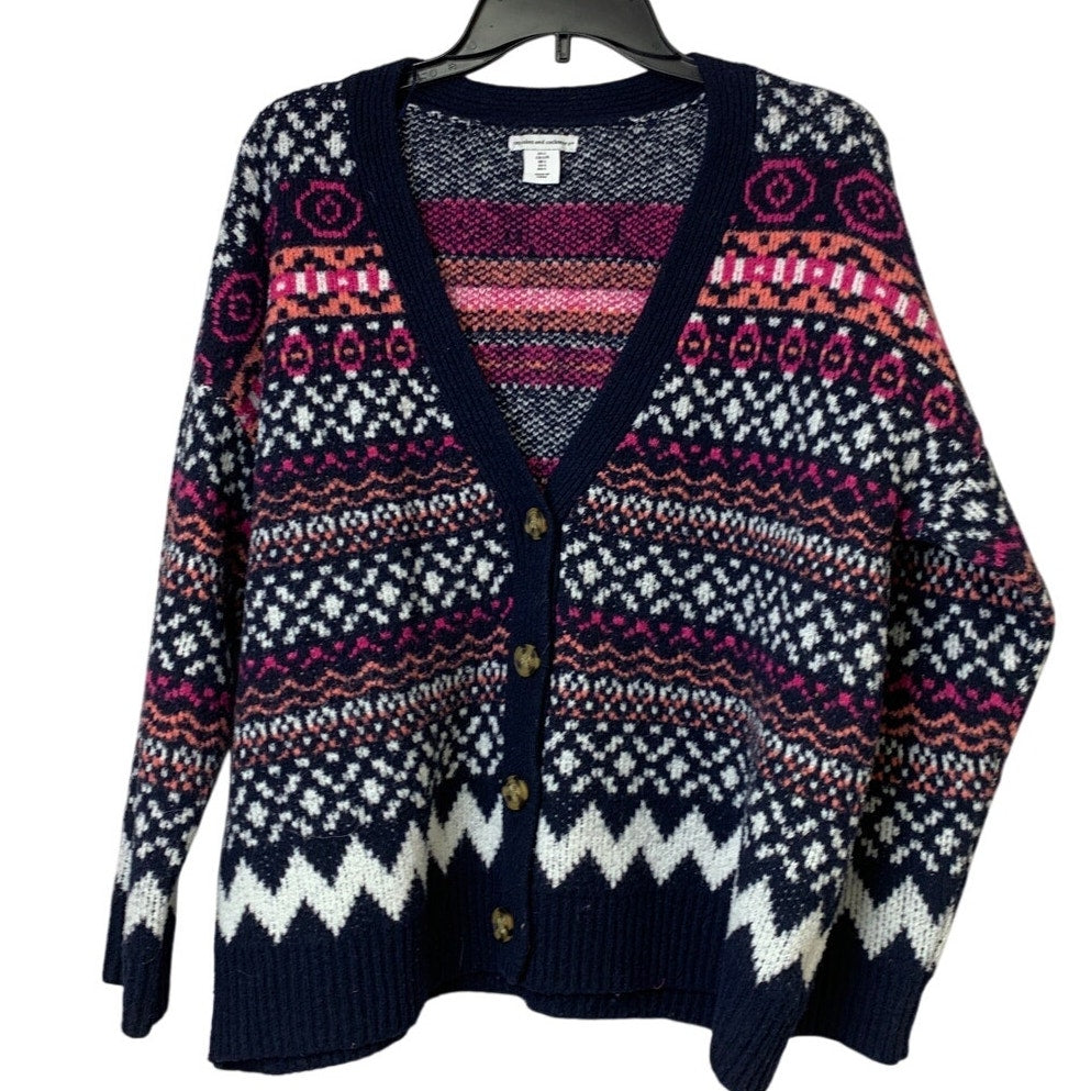 Cupcakes and Cashmere Womens Large Long Sleeve Button Up Cardigan Sweater