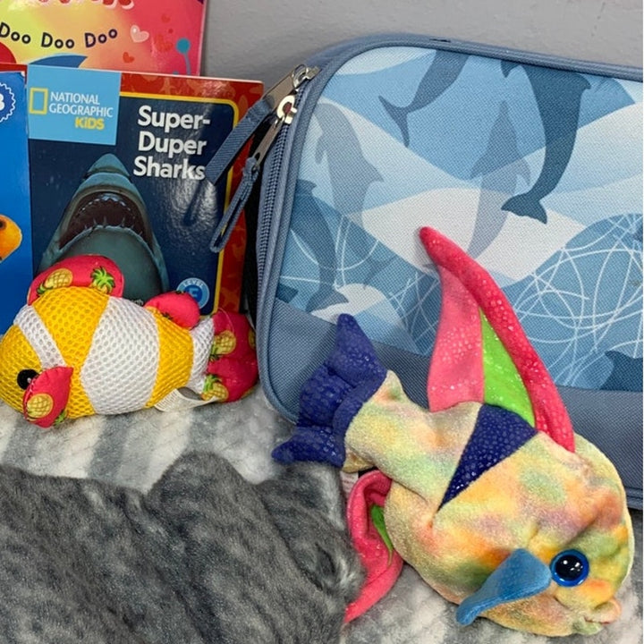 Lot of 11 Sting Ray Shark Fish Aquatic Plush Toys Books Blanket Preloved Toys