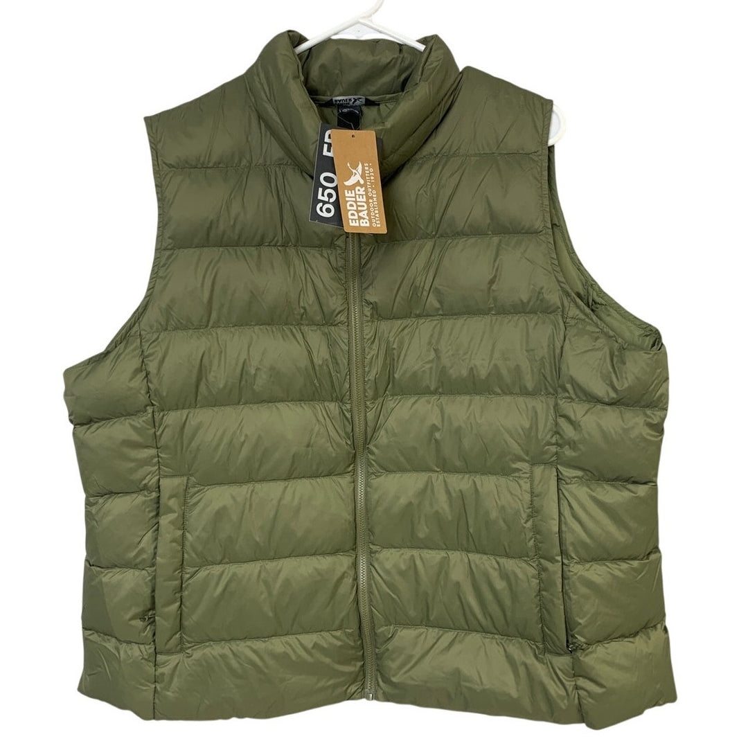 New Eddie Bauer Womens Alder Green 650FP Cirruslite Down Full Zip Puffer Vest