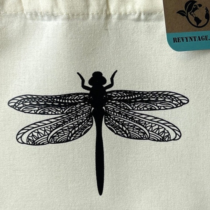 New Hand Printed Dragonfly Double Sided Handle Super Mini Canvas Tote Gift Bag