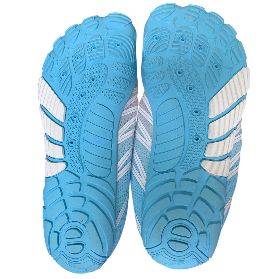 Seekway Womens Size 9 Blue Pink White Drawstring Quick-Dry Aqua Sock Water Shoes