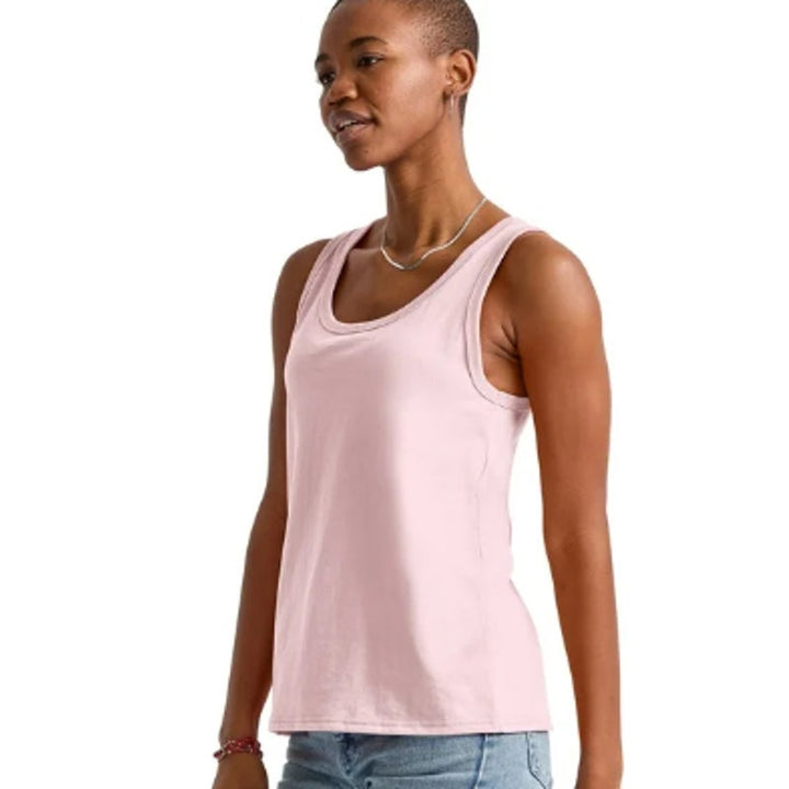 New Hanes Womens Small Essentials Solid Pale Blush Pink 100% Cotton Tank Top
