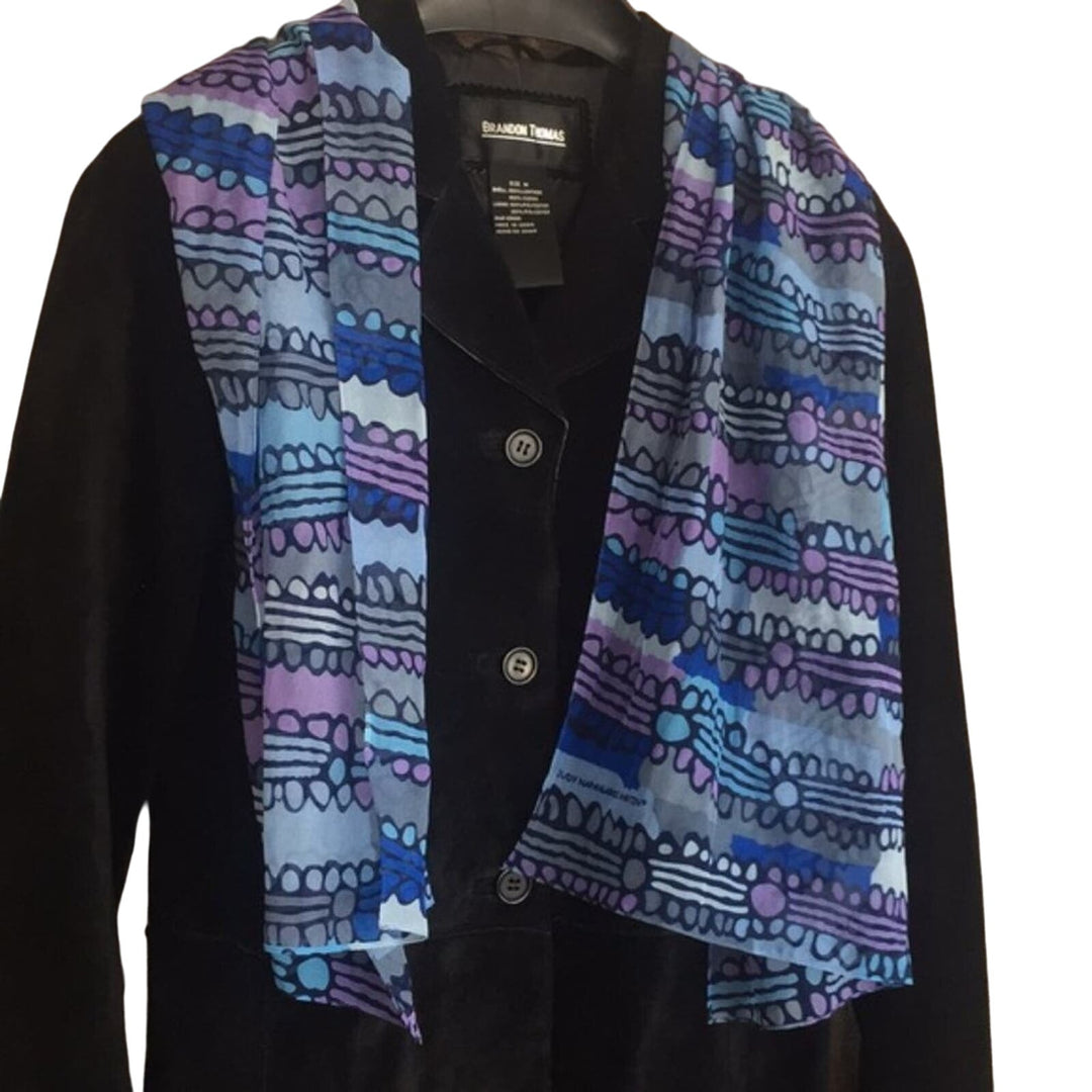 3 Blue Purple Green Infinity Silk Screen Print &amp; Knit Warm Winter Scarves Lot