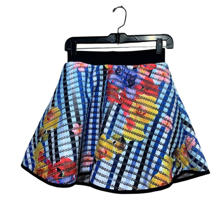 Sean John Womens Large Floral Cotton Blend Puffy Tulle Round Short Skater Skirt