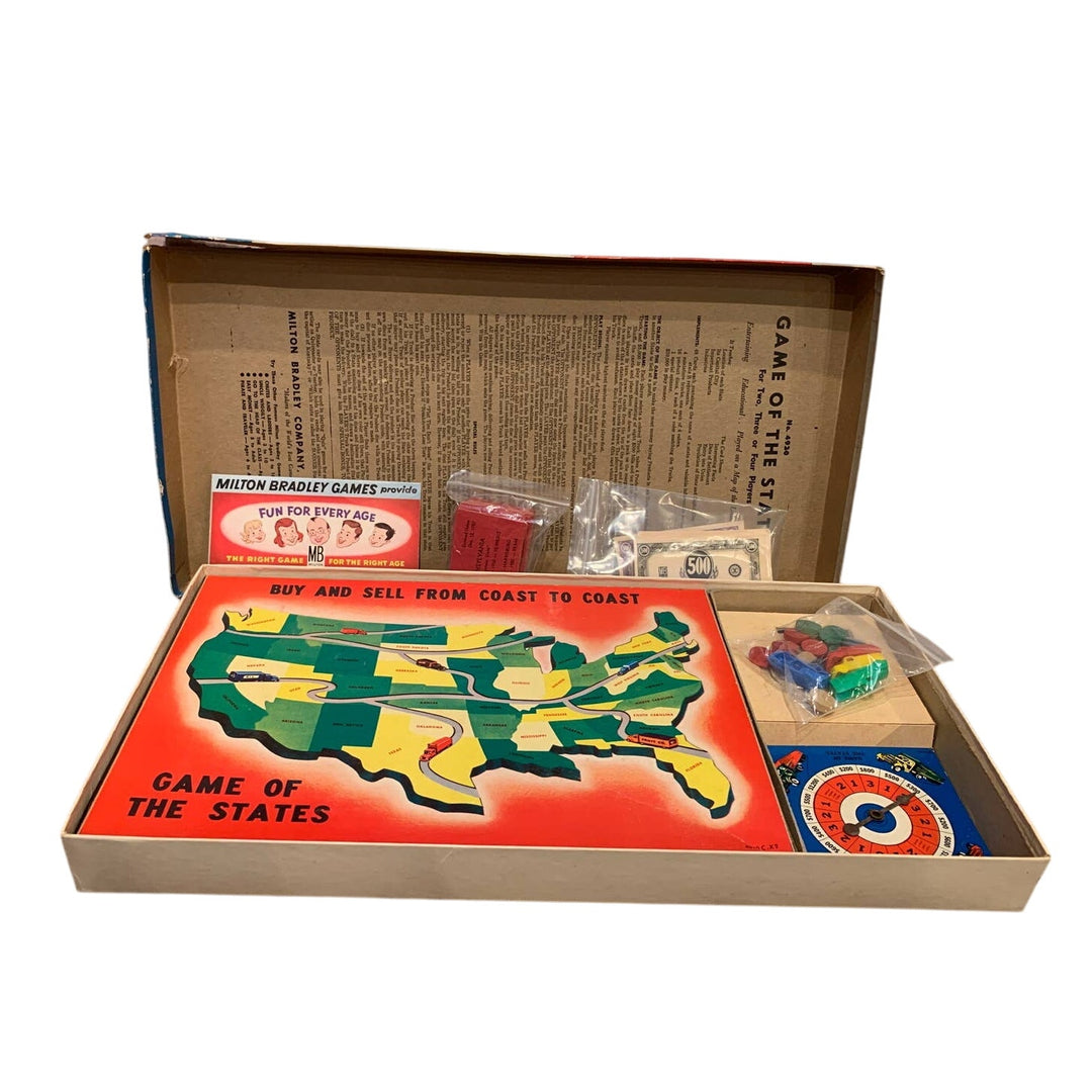 Vintage 1954 Milton Bradley Game of 48 Continental States Board Game Complete