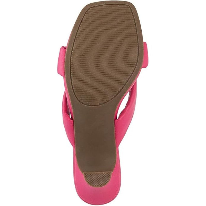 New London Fog Womens Size 7.5 Hot Pink Slide On Open Toe Louelle Dress Sandals