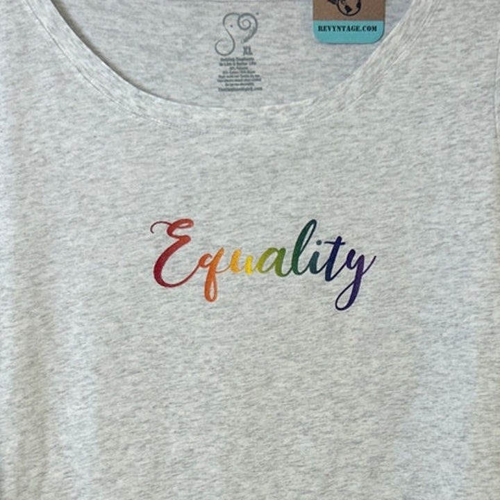 New Hand Printed Womens XL Rainbow Equality Long Sleeve Crew Neck Tee Shirt