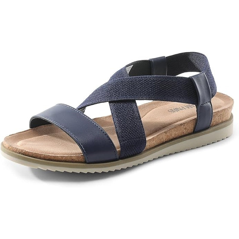 New Dream Pairs Womens 9 Navy Blue Elastic Strap Open Toe Comfort Sandal Shoes