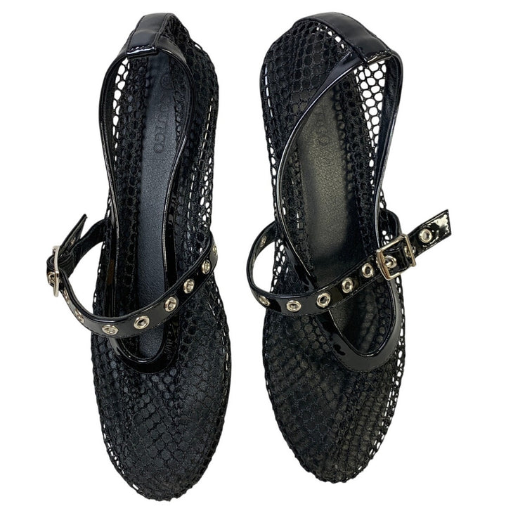 Coutgo Womens Size 9.5 Black Mary Jane Ballet Flats Closed Round Toe Mesh Shoes