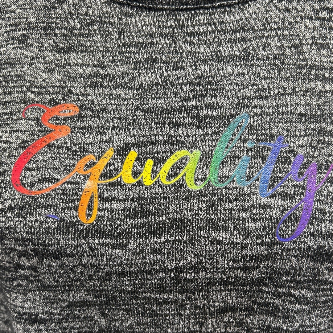 Hand Printed Womens Small Upcycled June Pride Month Rainbow Equality Crew Tee