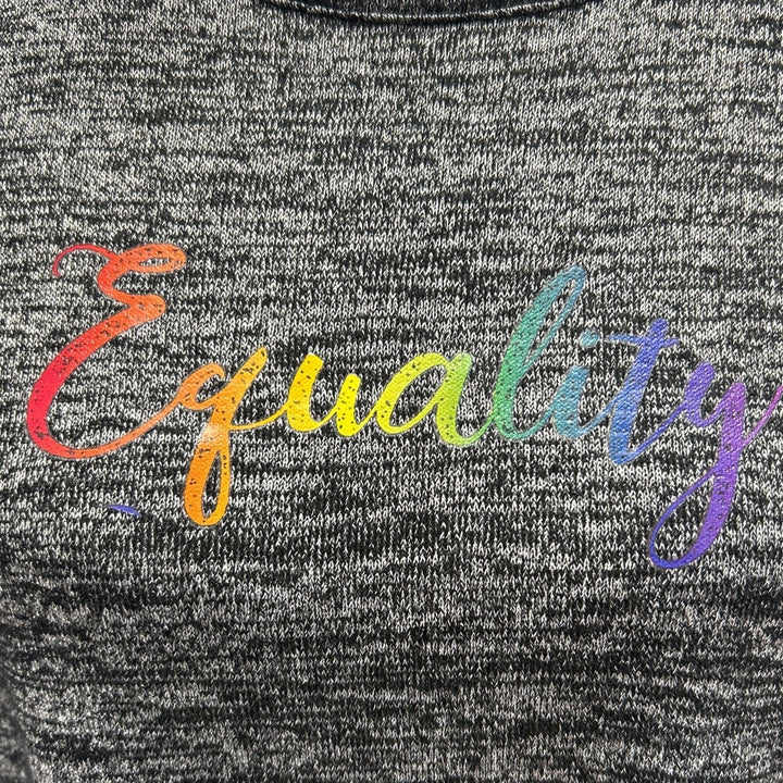 Hand Printed Womens Small Upcycled June Pride Month Rainbow Equality Crew Tee