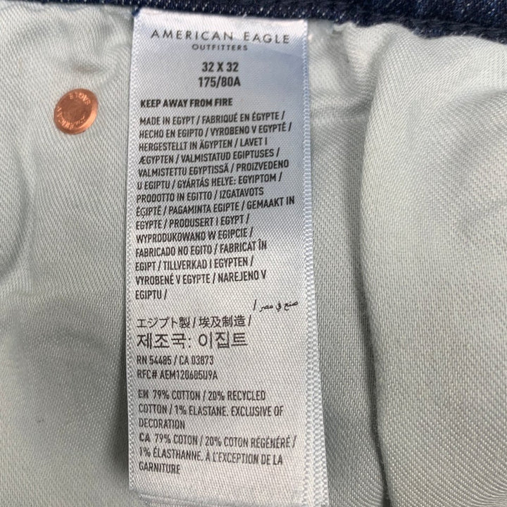 New American Eagle Womens 32X32 Cotton Blend Relaxed Straight Denim Blue Jeans