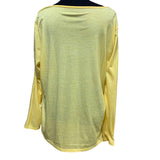 Hand Printed 2X Make A Wish Dandelion Long Sleeve Tee w Button Detail