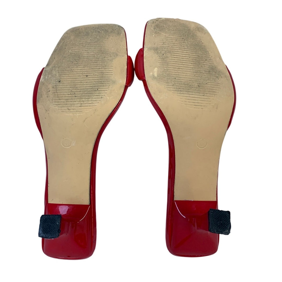 Cociy Womens Size 8 Red 3" Heel Open Square Toe Backless Slip On Shoes