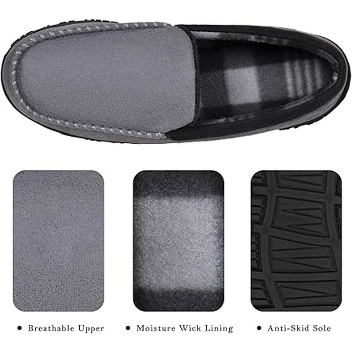 Mixin Mens Size 9.5 Gray Super Soft Slide On Moccasins Indoor Outdoor Slippers