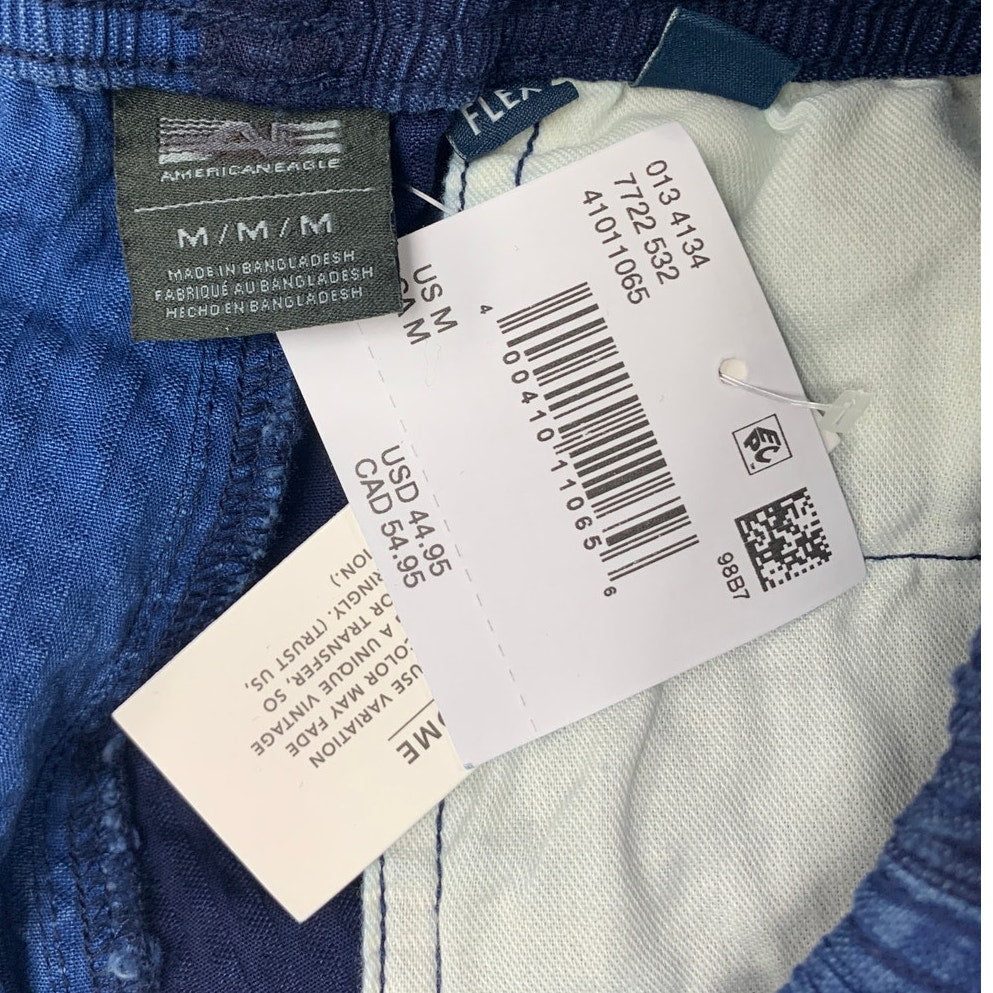 NWT New American Eagle Mens Medium Color Block Built in Belt Textured Shorts