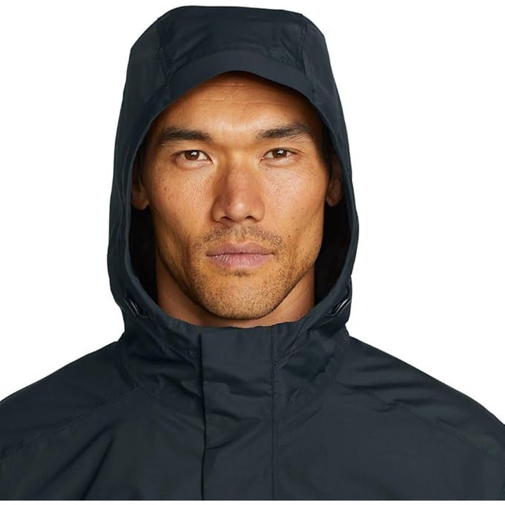 New Eddie Bauer Mens Black Gray Rainfoil Waterproof Packable Hooded Storm Jacket