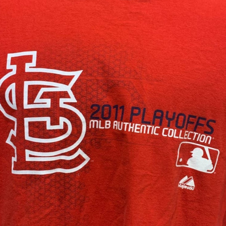 Authentic Majestic Mens XL St Louis Baseball Cardinals 2009 &amp; 2011 Playoff Tees