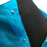Handmade Upcycled Shiny Beaded Aqua Blue Lightweight Formal Sheer Poncho