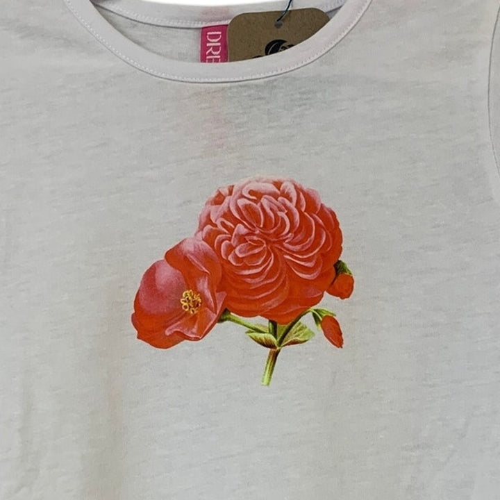 2 New Hand Printed Girls Size 6 Butterly Flower Short Sleeve Crew Neck T-Shirts