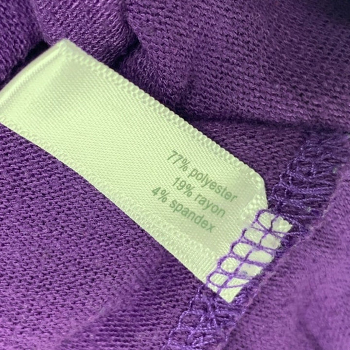 Upcycled Hand Printed Womens 2X Hydrangea Floral Long Sleeve Purple Tee Shirt