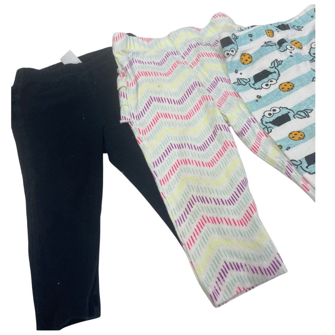Lot of 6 Baby Girls 6-9 Mos Child of Mine Carters Cat &amp; Jack PJ Bottoms Pants