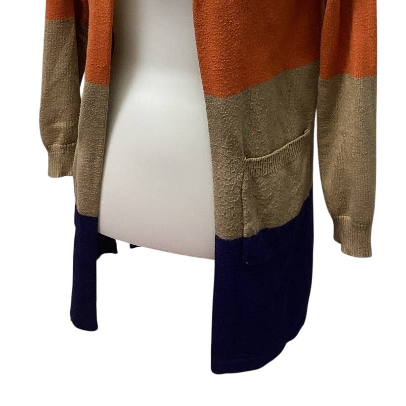 Ecowish Womens XL 100% Cotton Striped Long Sleeve Open Soft Cardigan Sweater