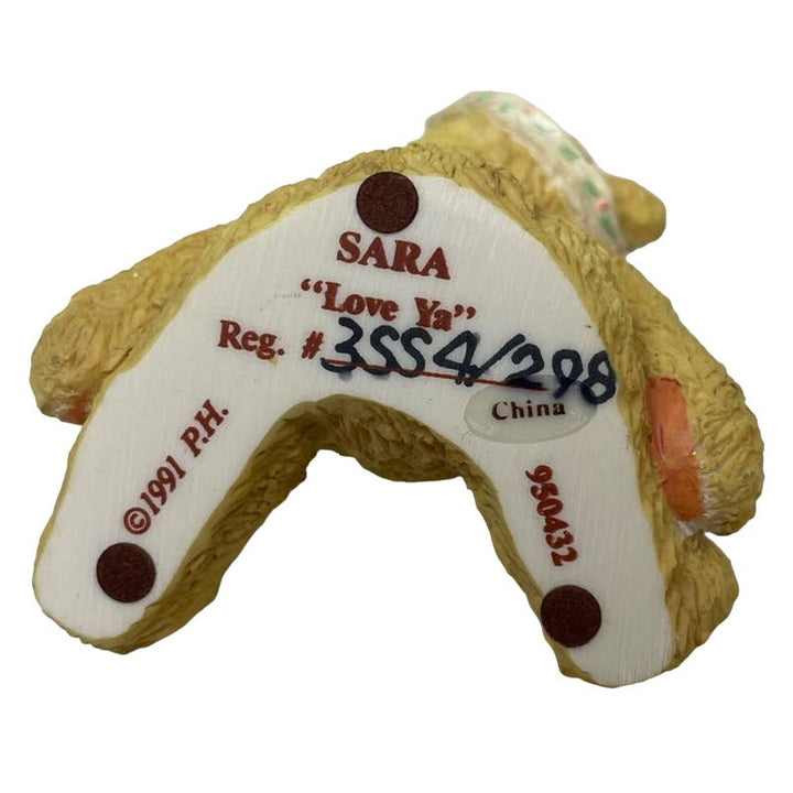 Vintage 1991 Cherished Teddies Sara 950432 Love Ya Teddy Bear Figurine