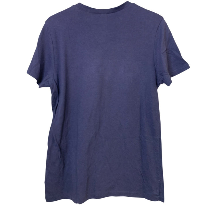 New Upcycled Hand Printed Womens Small Navy Gold Trust God Never Settle Tee
