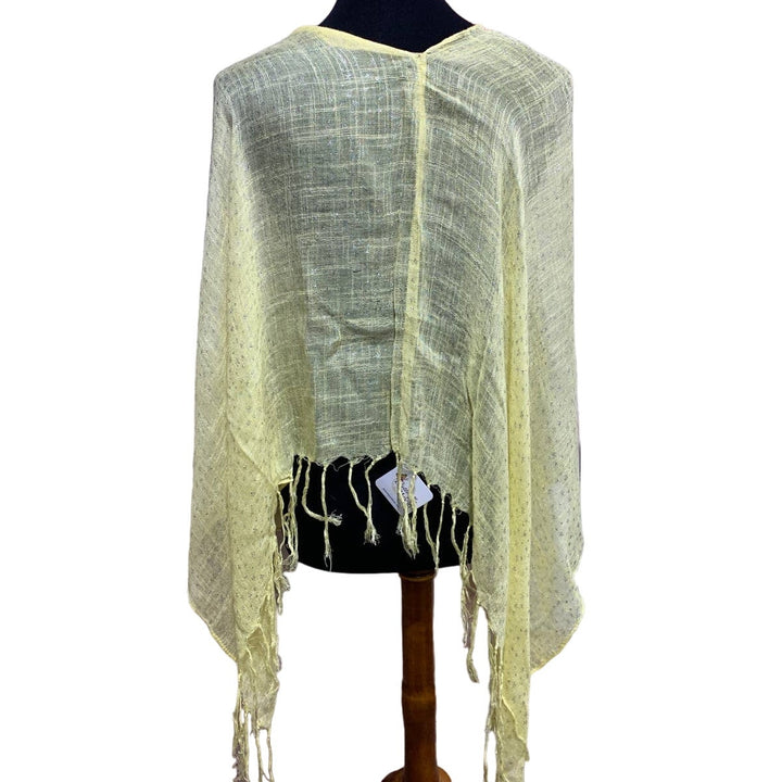 Handmade Yellow Silver Stars Lightweight Poncho Shawl Wedding Wrap Scarf